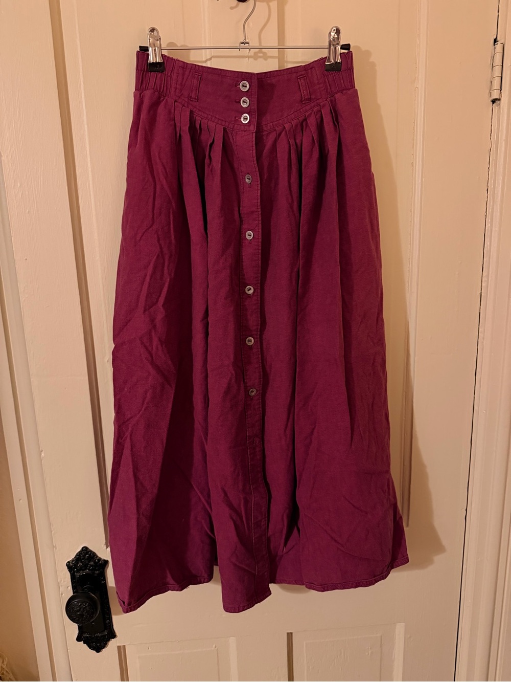 Koret Button-Front Wine Midi Skirt